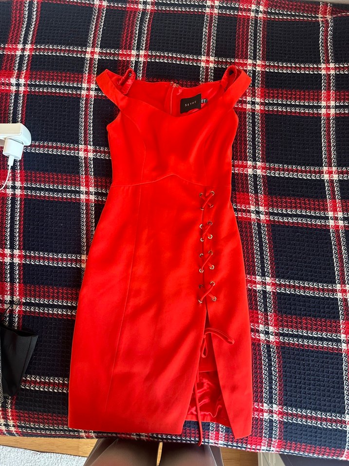 Kadın Turuncu  Midi Mezuniyet Elbisesi - Görsel 2