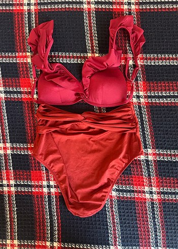 Kırmızı Fırfırlı Bohem Bikini takımı - Görsel 3