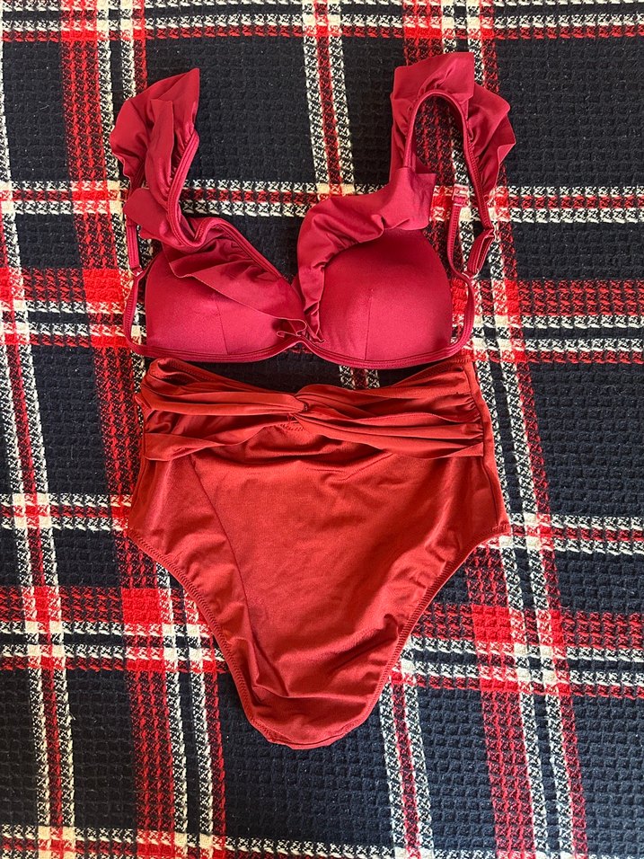 Kırmızı Fırfırlı Bohem Bikini takımı - Görsel 3