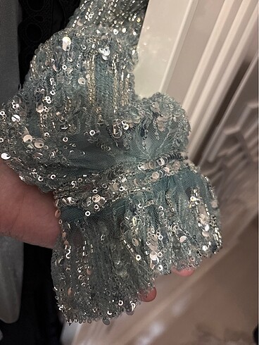 Parıltı mint abiye - Görsel 6