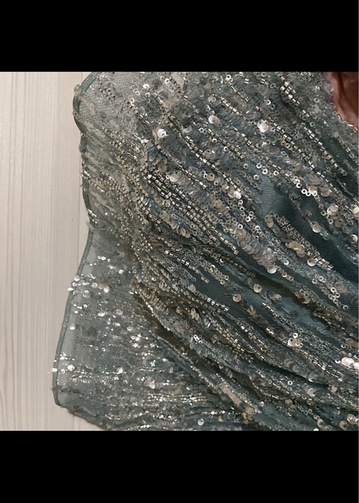 Parıltı mint abiye - Görsel 3