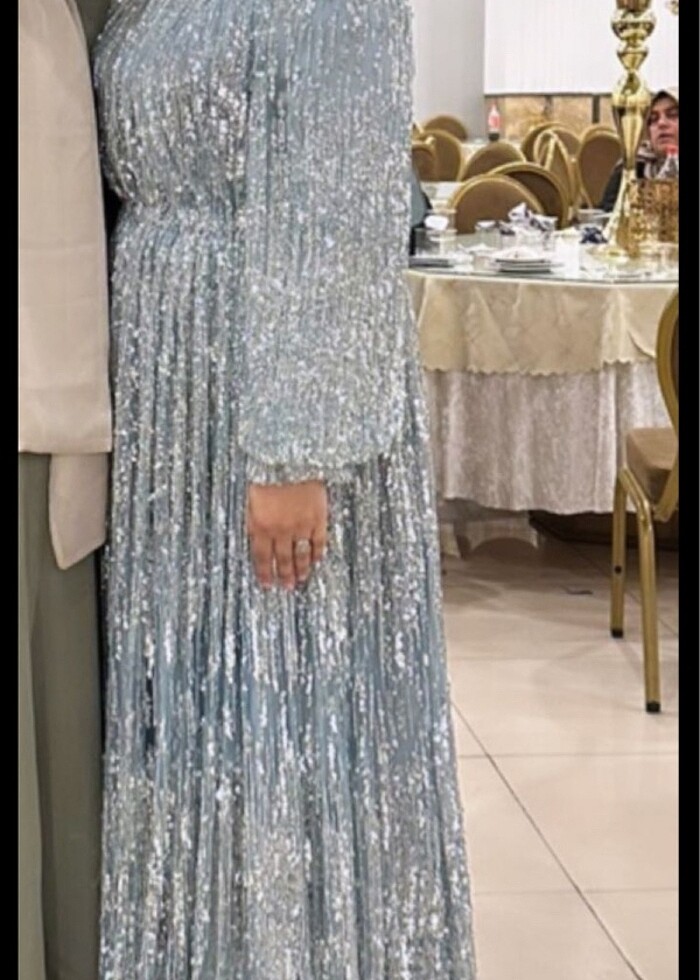 Parıltı mint abiye - Görsel 2