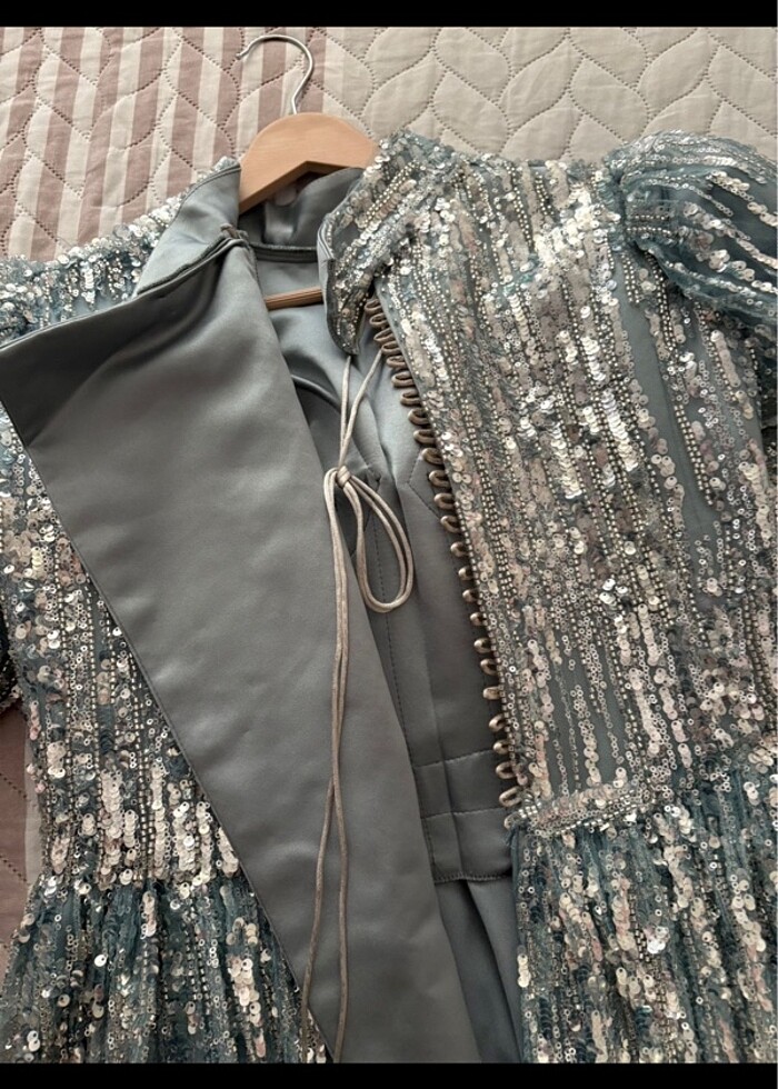 Parıltı mint abiye - Görsel 5