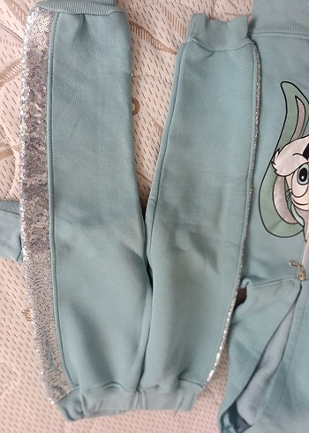 Kız Çocuk Kapüşonlu Baskılı Fermuarlı Sweatshirt takım - Görsel 3