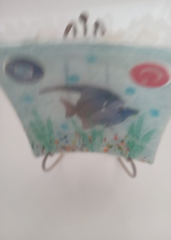 Beden Mavi Çocuk cam Tabak Seti Balıklı