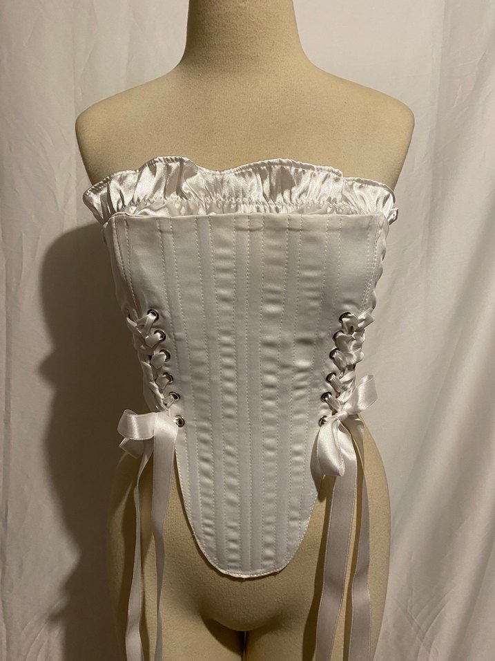 Beyaz Büzgülü Straplez Kadın Büstiyer - Görsel 2