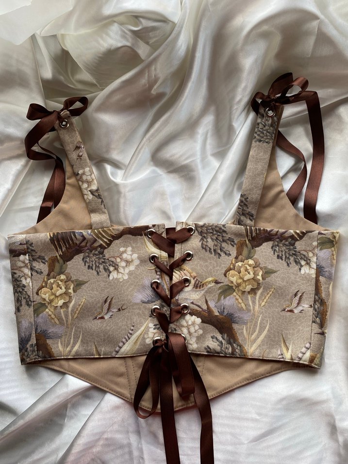 Nakışlı Bej Bohem Straplez Büstiyer - Görsel 2