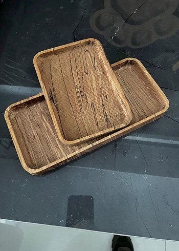 Kahverengi Ahşap Dikdörtgen Tepsi Seti - Görsel 2