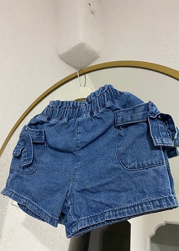 Kemer Detaylı Kadın Koyu Mavi Denim Mini Şort