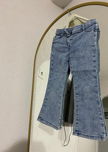 Kız Çocuk Gri Batik Desenli Denim Pantolon