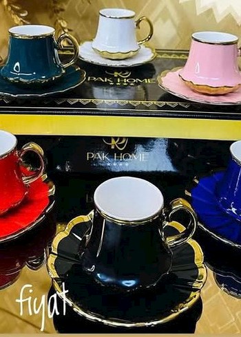 6'lı Renkli Porselen Fincan Takımı