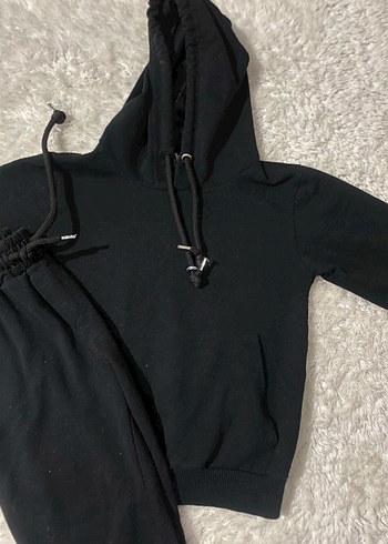 Diğer Erkek Siyah Kapüşonlu Sweatshirt ve Eşofman Altı