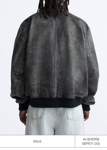 Zara Deri Bomber Ceket (GERÇEK DERİ) - Görsel 3