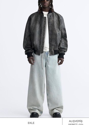 Zara Deri Bomber Ceket (GERÇEK DERİ) - Görsel 2