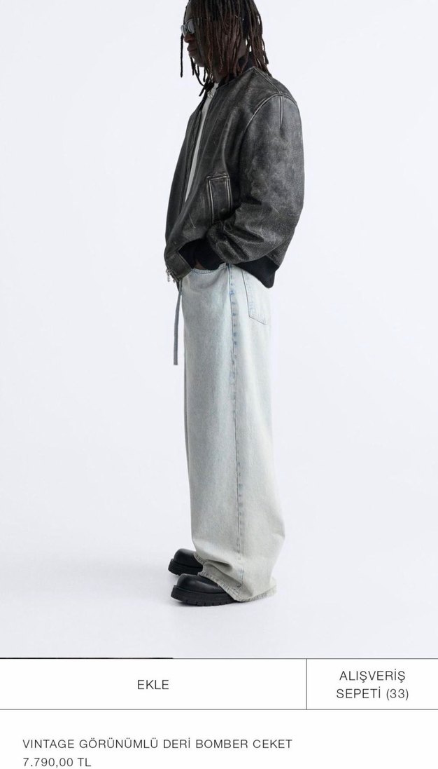 Zara Deri Bomber Ceket (GERÇEK DERİ) - Görsel 4