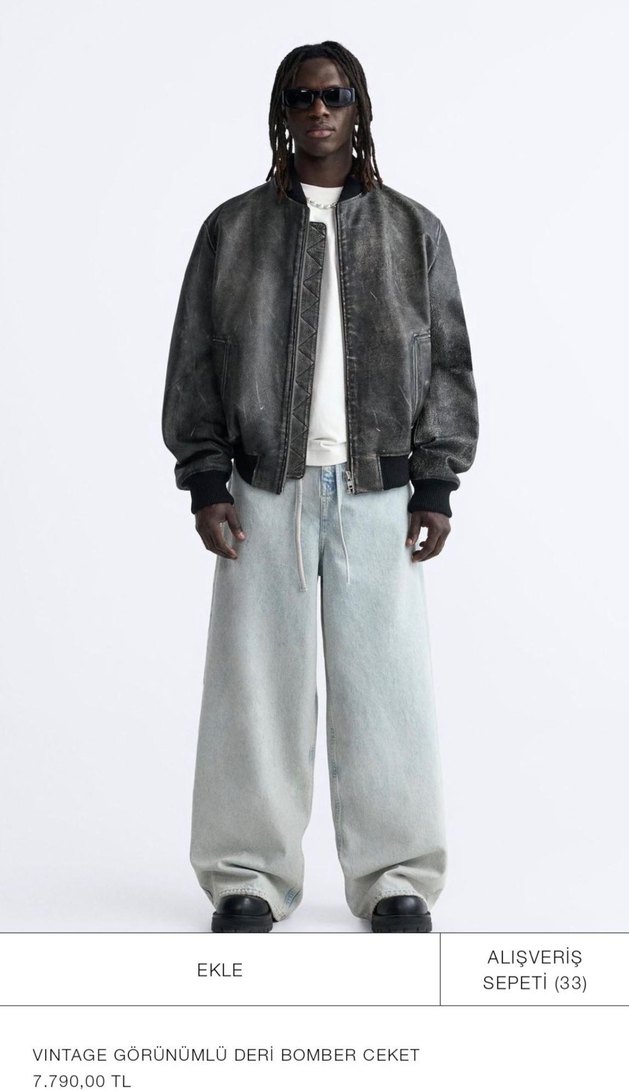 Zara Deri Bomber Ceket (GERÇEK DERİ) - Görsel 2