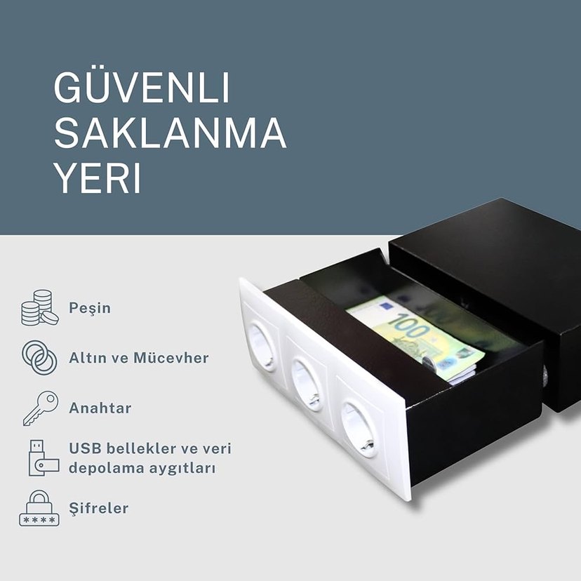 FortNovo Priz Görünümlü Gizli Metal Kasa Para Kasası - Görsel 2