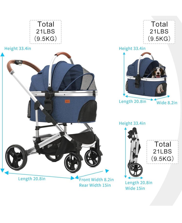 SIFIR - Mavi Bebek veya Kedi Köpek Arabası - Görsel 3