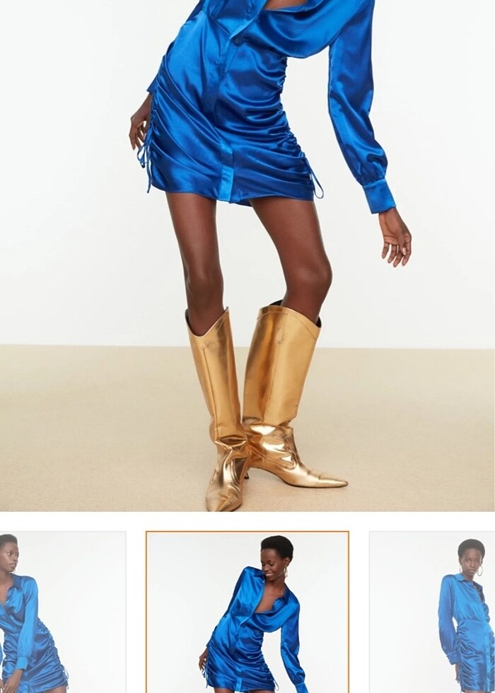 Saks mavi elbise - Görsel 2