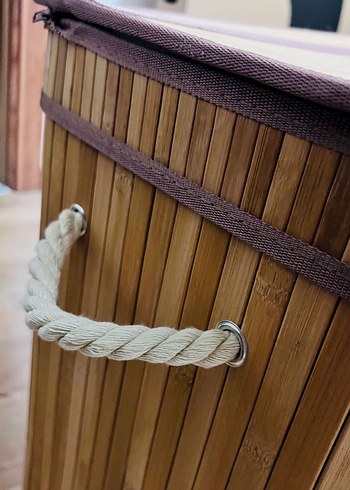 3 hazneli bambu katlanır çamaşır sepeti - Görsel 5