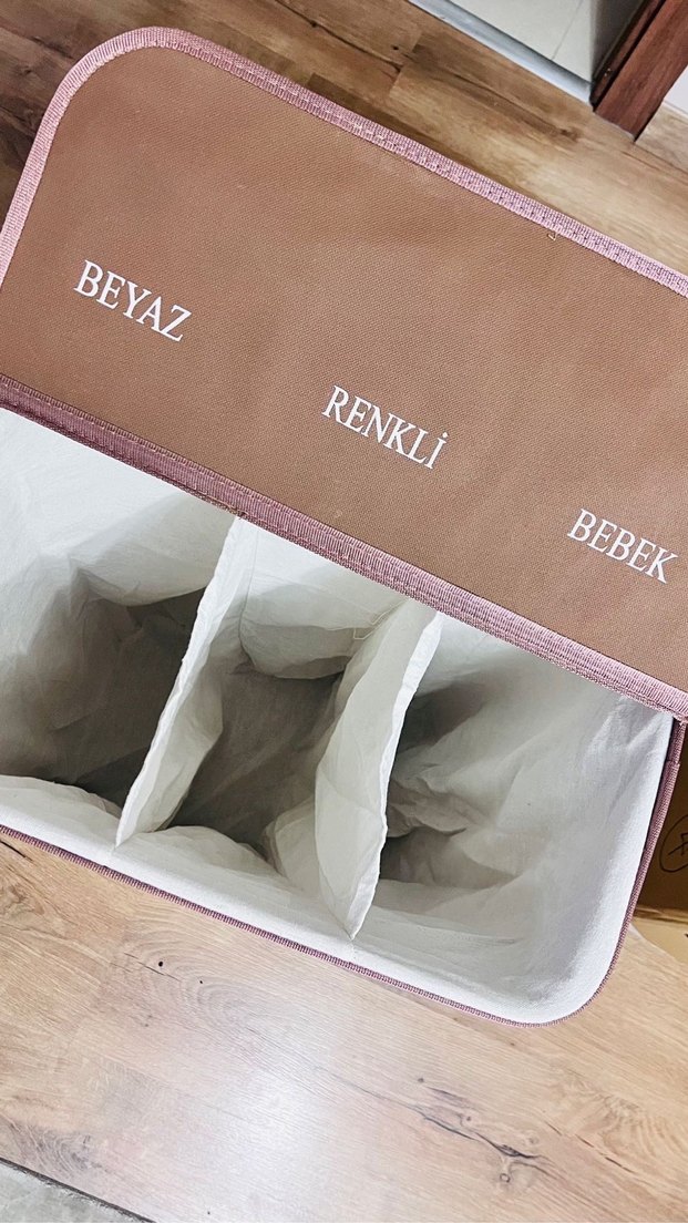 3 hazneli bambu katlanır çamaşır sepeti - Görsel 4