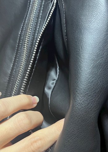 Pull&bear Kadın Siyah Deri Biker Ceket - Görsel 6