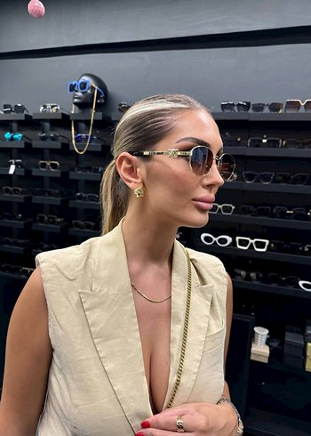 Celine Celine Zincir Detaylı Kahverengi Kadın Güneş Gözlüğü