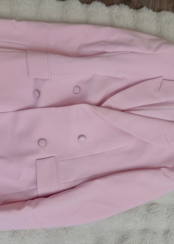 Zara Sikligin Simgesi Acik Pembe Uzun Blazer Ceket Pantolon Takim