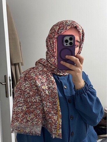 diğer Beden pembe Renk Freshscarf çiçek desenli pamuklu şal