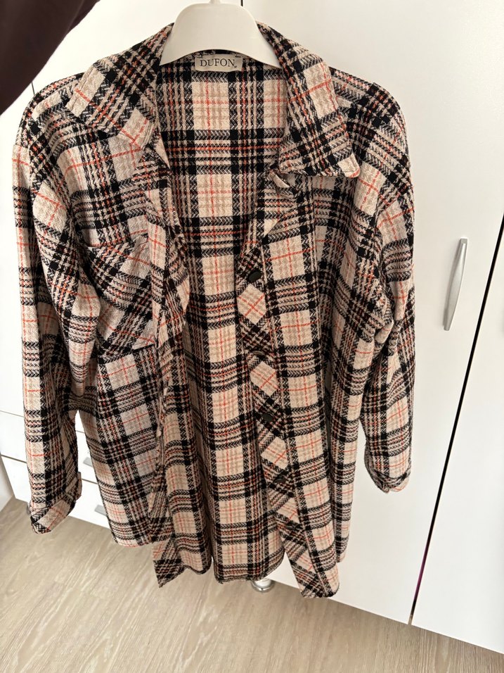 Düğmeli Kareli Kadın Gömlek - Görsel 2