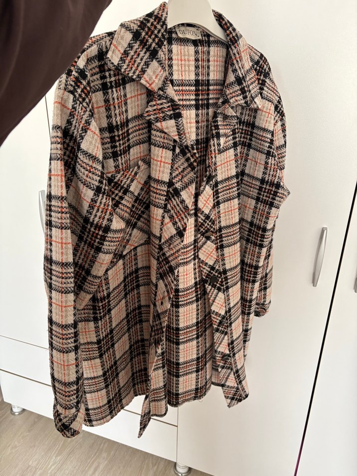 Düğmeli Kareli Kadın Gömlek - Görsel 3