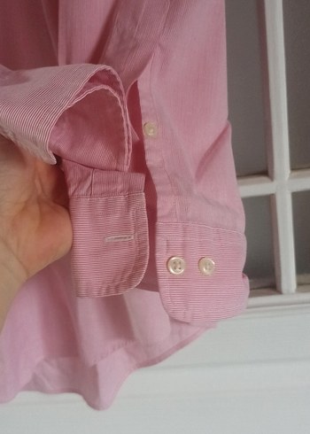 Pembe Uzun Kollu Keten Erkek Gömlek - Görsel 2