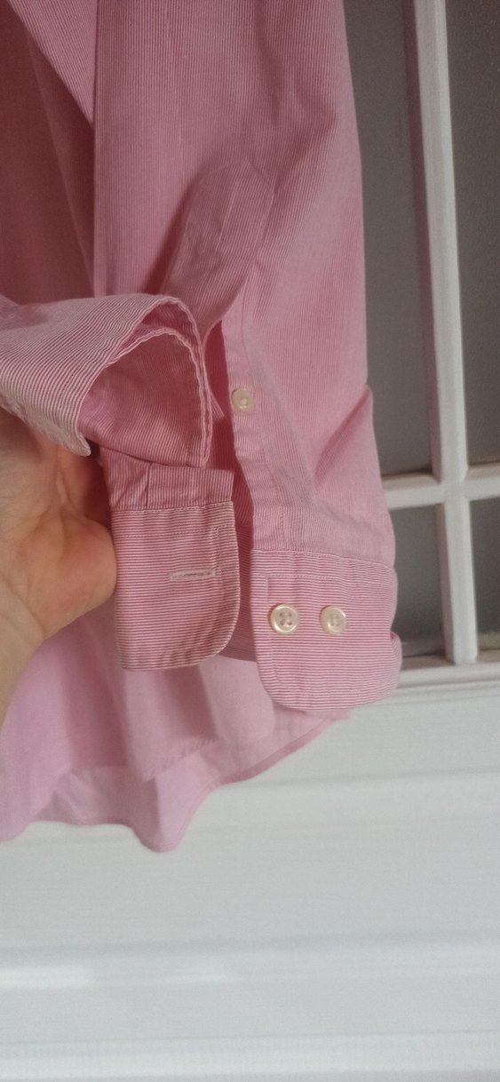 Pembe Uzun Kollu Keten Erkek Gömlek - Görsel 2