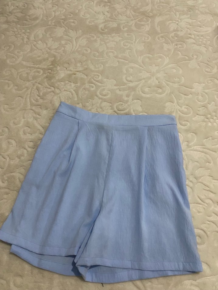 ZARA Mavi Keten Mini Hamile Eteği - Görsel 2