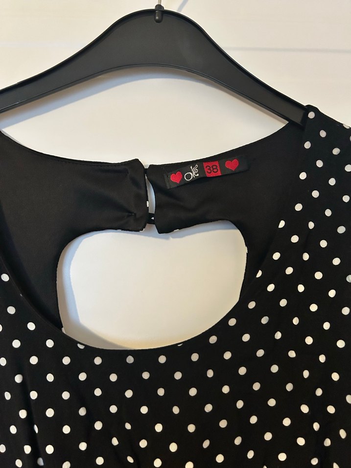 Siyah Puantiyeli V Yaka Midi Elbise - Görsel 2