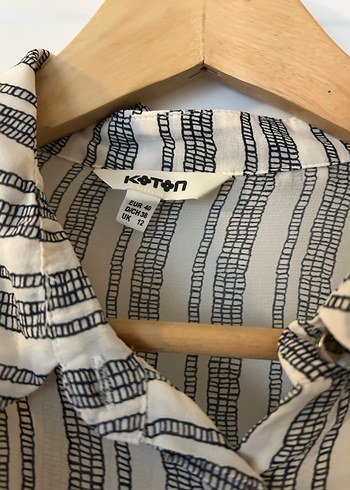 Bej Çizgili şifon Gömlek Kadın - Görsel 2