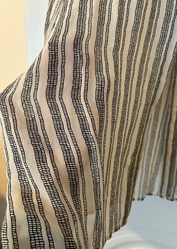 Bej Çizgili şifon Gömlek Kadın - Görsel 3