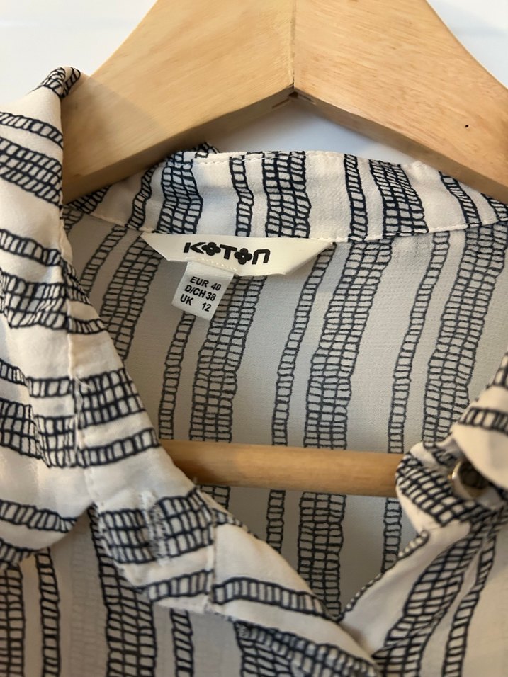 Bej Çizgili şifon Gömlek Kadın - Görsel 2