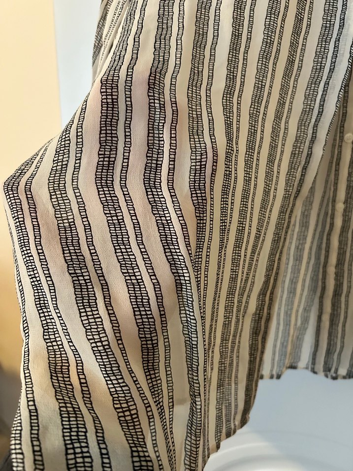 Bej Çizgili şifon Gömlek Kadın - Görsel 3