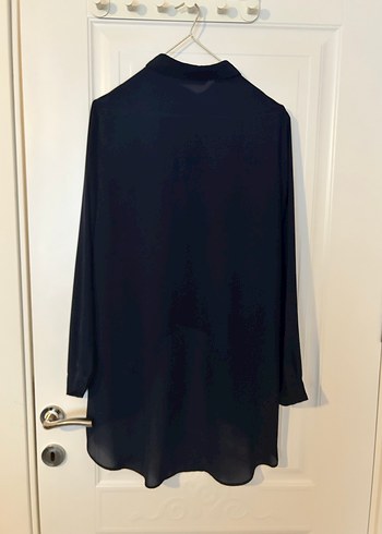 Kadın Lacivert Yakalı Uzun Kollu Gömlek - Görsel 3