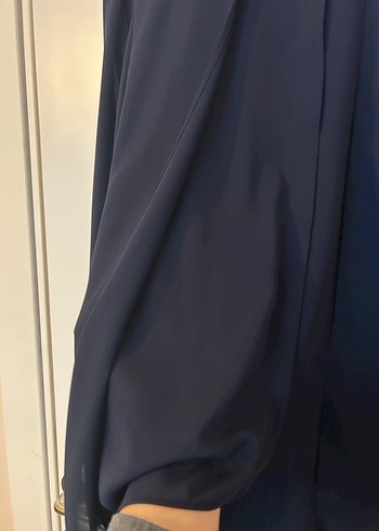 Kadın Lacivert Yakalı Uzun Kollu Gömlek - Görsel 6