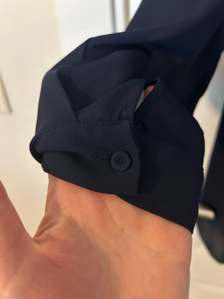 Kadın Lacivert Yakalı Uzun Kollu Gömlek - Görsel 4