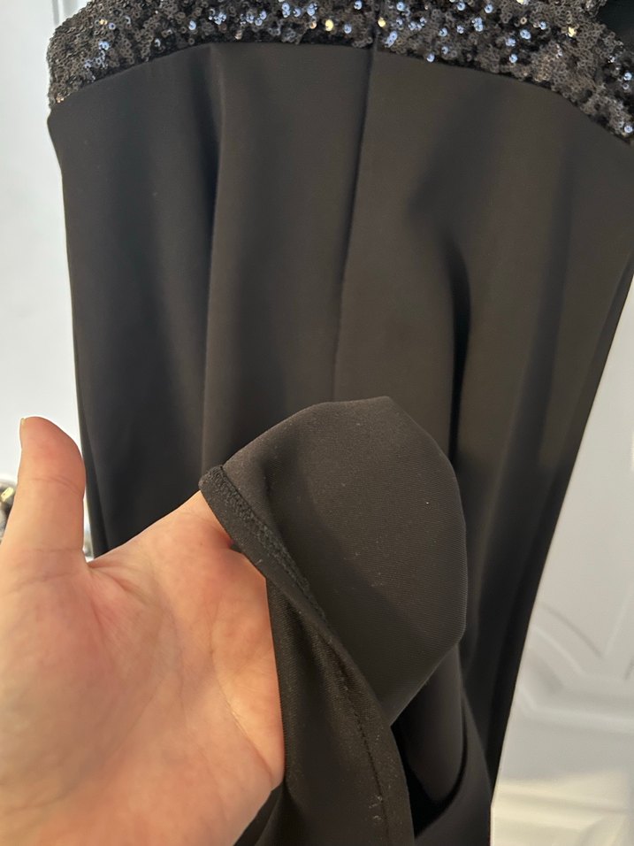 Siyah Parlak Midi askılı Elbise - Görsel 5