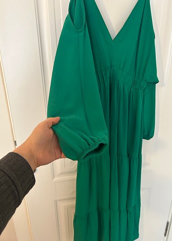 Yeşil Drapeli Uzun Bohem Elbise - Görsel 5