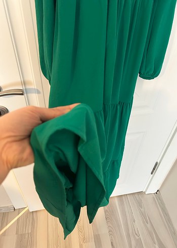 Yeşil Drapeli Uzun Bohem Elbise - Görsel 6