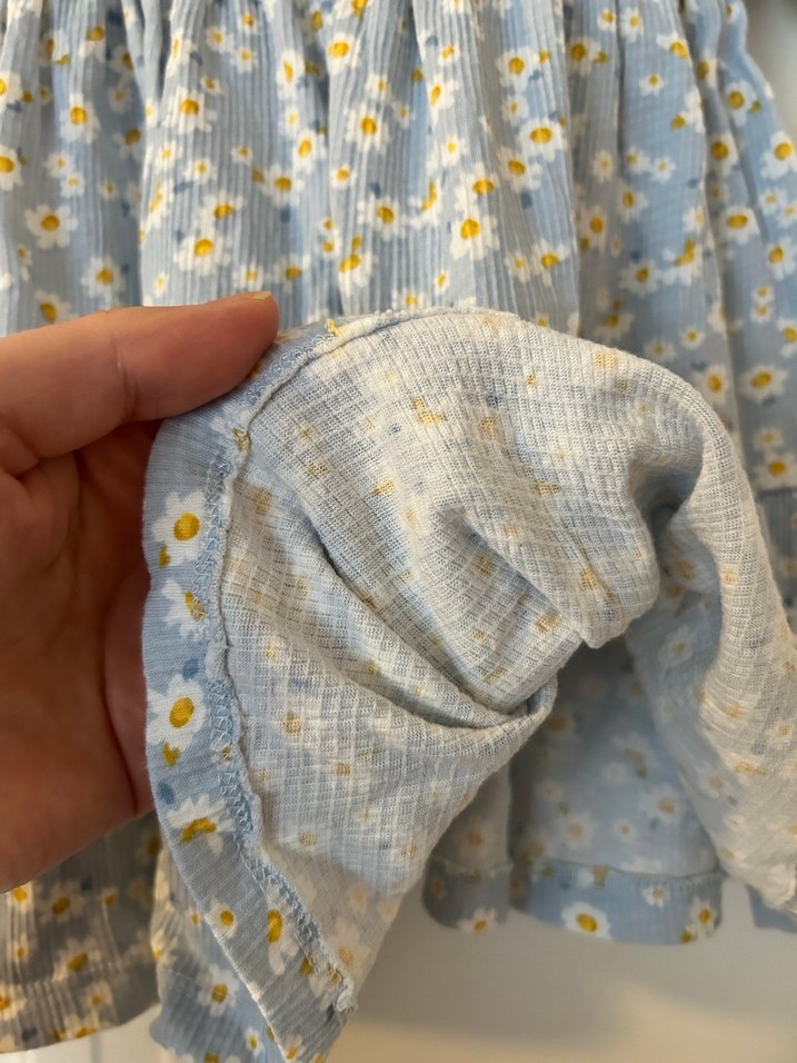 Mavi Çiçekli Kız Çocuk Elbise - Görsel 4