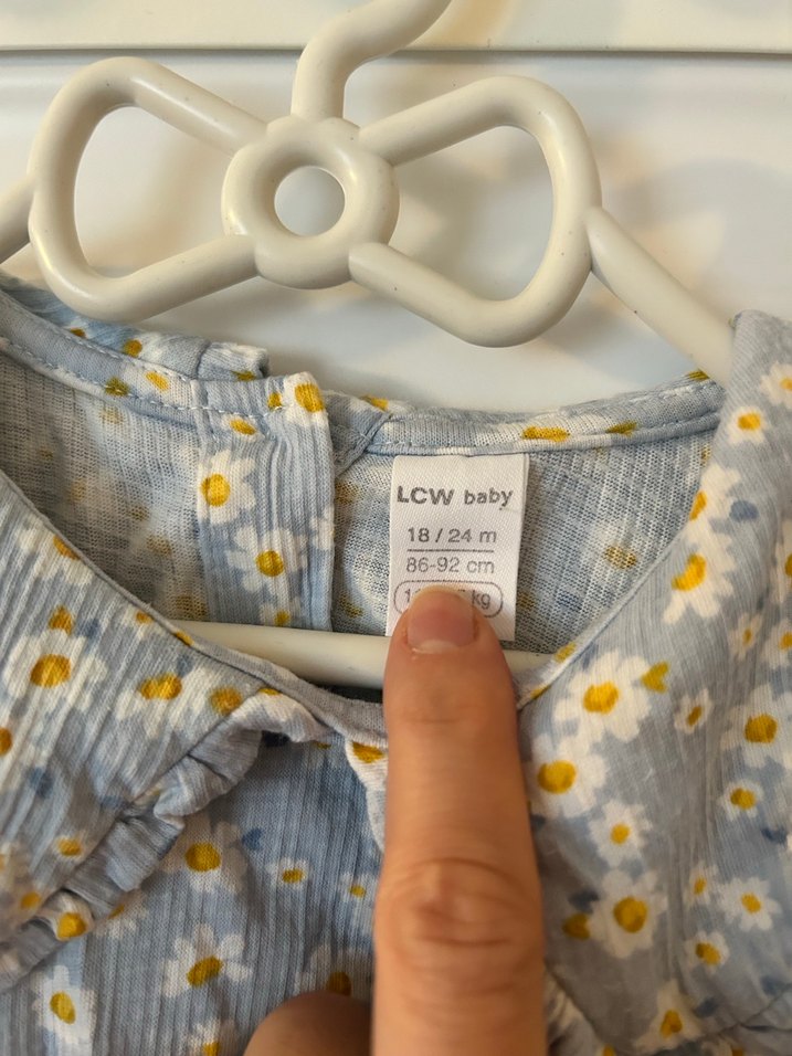 Mavi Çiçekli Kız Çocuk Elbise - Görsel 2