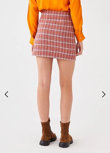 LC Waikiki Pembe Ekose Tüvit Etek - Görsel 6