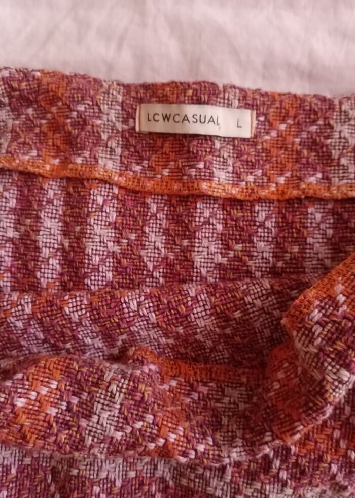 LC Waikiki Pembe Ekose Tüvit Etek - Görsel 4