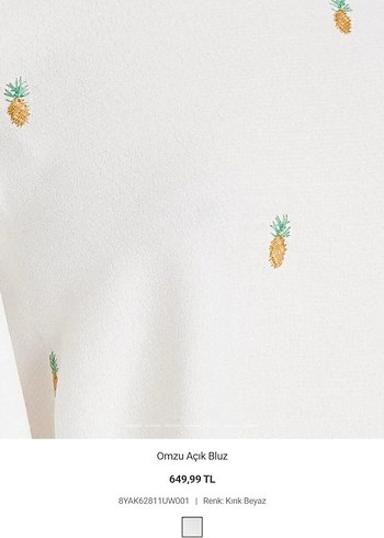 Beyaz Nakışlı Kısa Kollu Bluz - Görsel 7